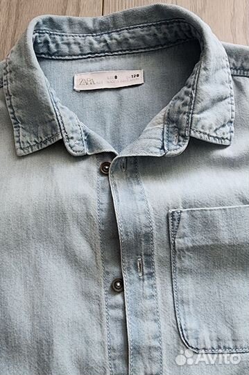 Рубашка джинсовая zara для мальчика 128 см