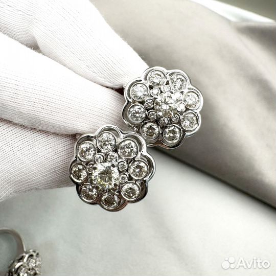 Золотой гарнитур малинки бриллианты 3,9 ct 750