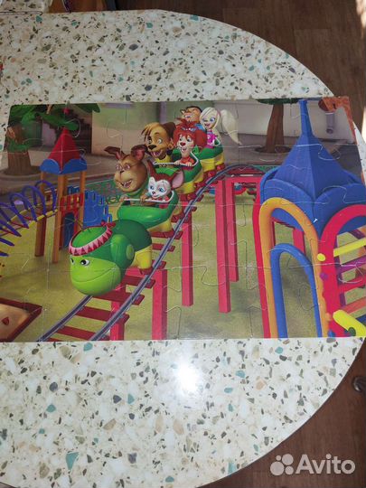 Крупные пазлы 5 сюжетов,фитбол детский с рожками