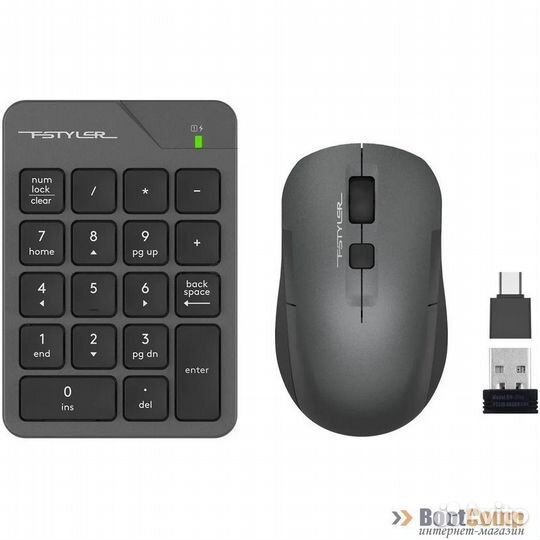 Комплект беспроводной клавиатура+мышь A4Tech Fstyler FG1600C Air серый/черный