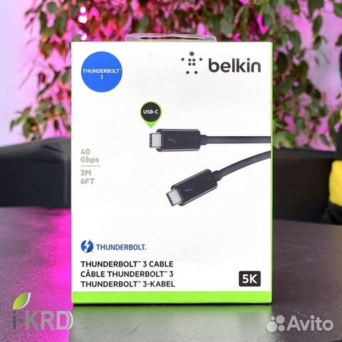 Thunderbolt 3 USB-C Belkin 2метра, 40Gbps (новый)