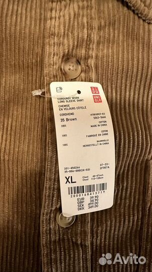 Рубашка Uniqlo Corduroy Work Long-Sleeve Shirt