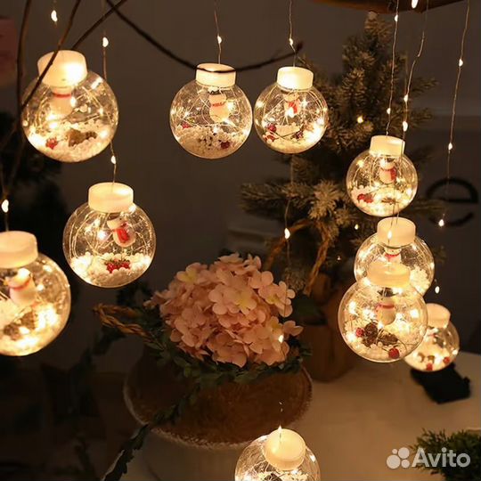 Гирлянда со снеговиком