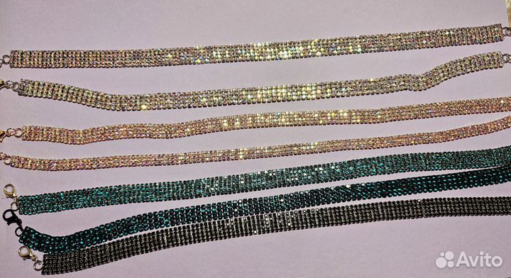 Колье, чокер, браслет со стразами 2 в 1