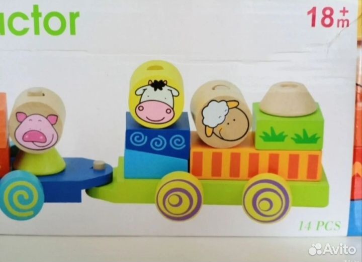 Новый деревянный конструктор каталка трактор