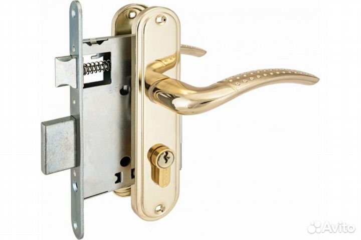 Замок врезной аллюр, 3В, 4-132, GP, латунь