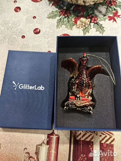 Елочная игрушка из стекла дракон