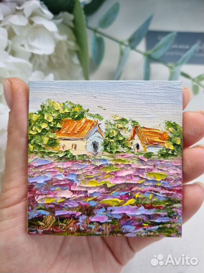 Прованс картина лаванда миниатюра магнитик