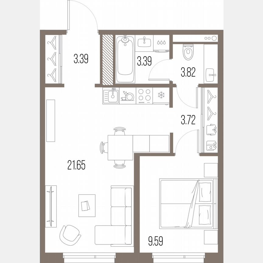 1-к. квартира, 44,6 м², 6/10 эт.
