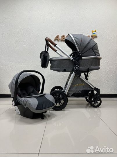 Коляска трансформер 3 в 1 Luxmom v9 серый