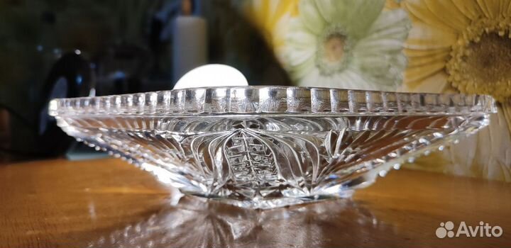 Хрустальная ваза для фруктов, салатник, конфетница