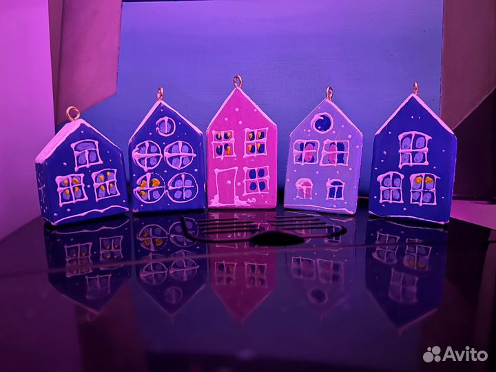 Домики деревянные новогодний декор