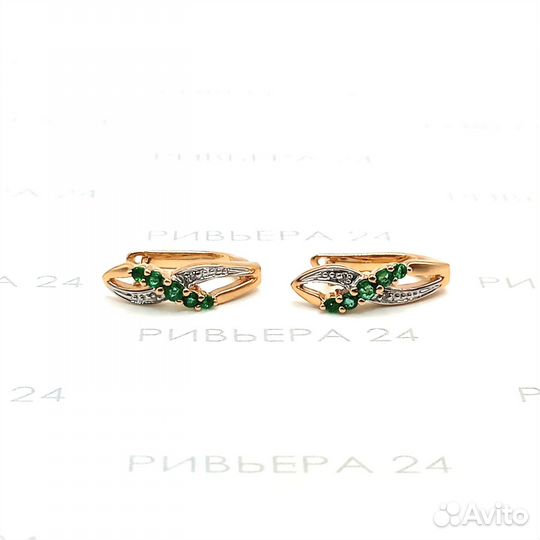 Золотые серьги с фианитами 585 проба 2.86 грамм