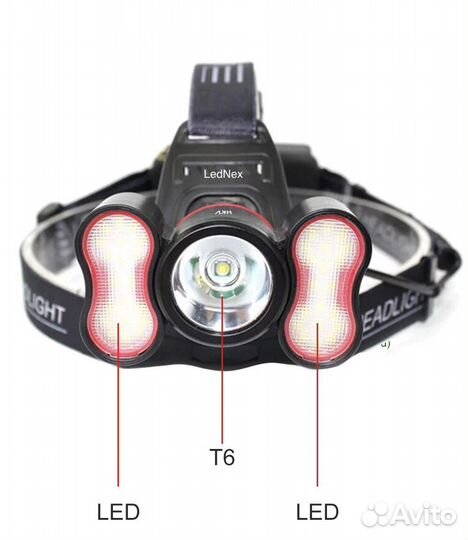 Фонарь налобный FL-4235 1Т6 + 2LED