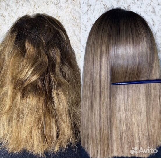 Кератиновое выпрямление боток волос