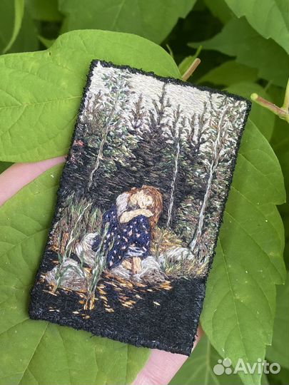 Вышивка гладью. Картина Васнецов.Брошь