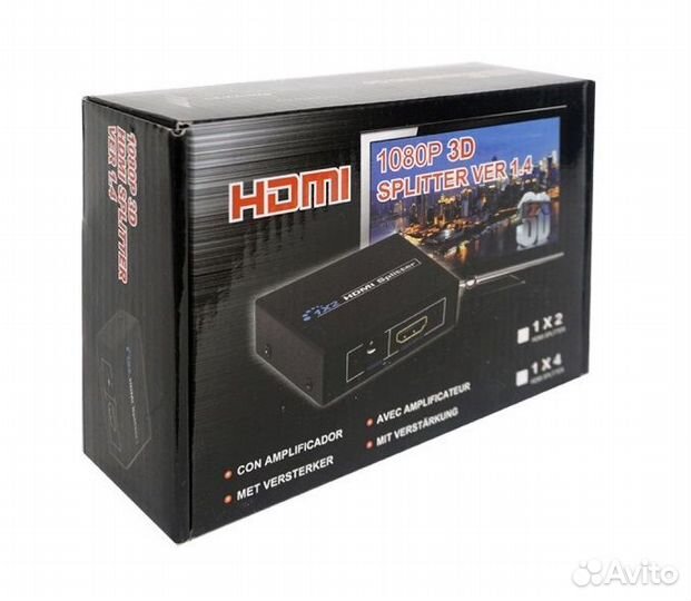 Hdmi cплиттер c 1 на 2 порта (1 вход - 2 на выход)