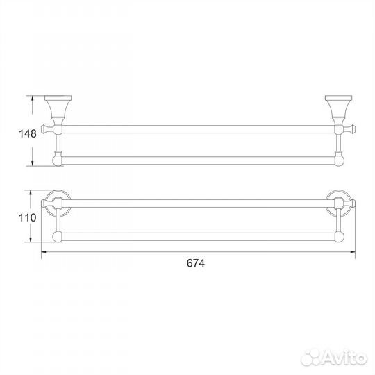 Полотенцедержатель Rose RG1927H черный, 800мм