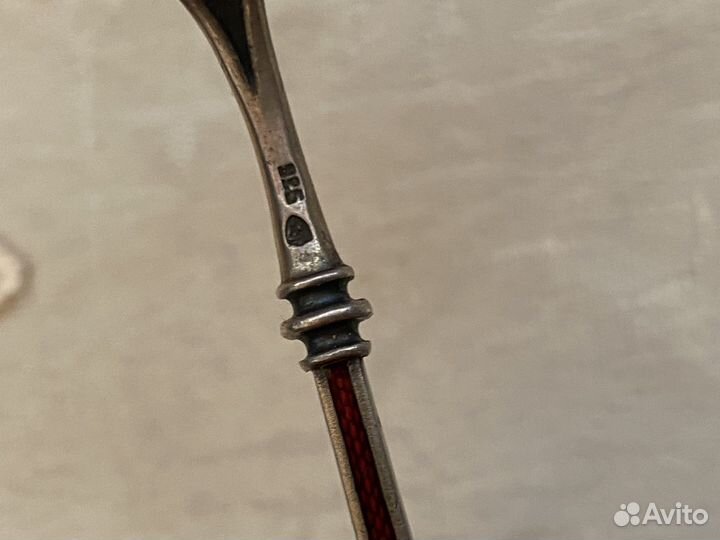 Эмалевая ложечка, серебро