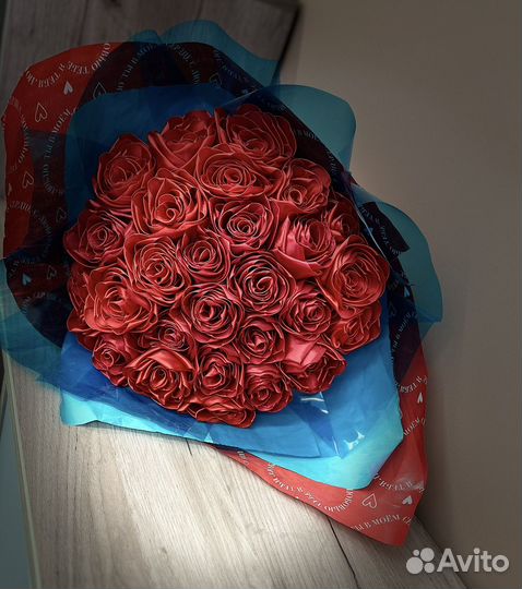 Букет из атласных лент (розы)