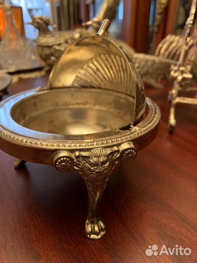 Икорница на ножках посеребренние