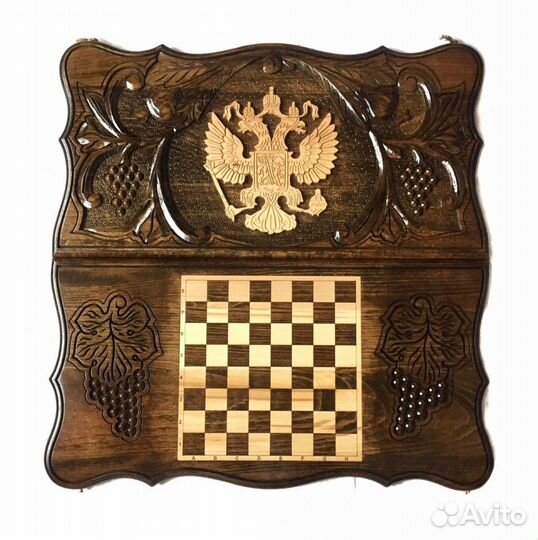 Нарды резные ручной работы «Герб рф»
