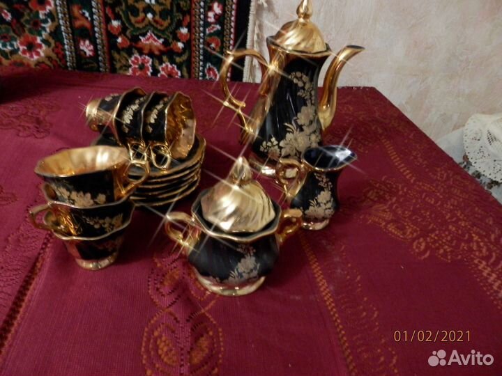 Сервиз фарфоровый, турецкий, кобальт, позолота