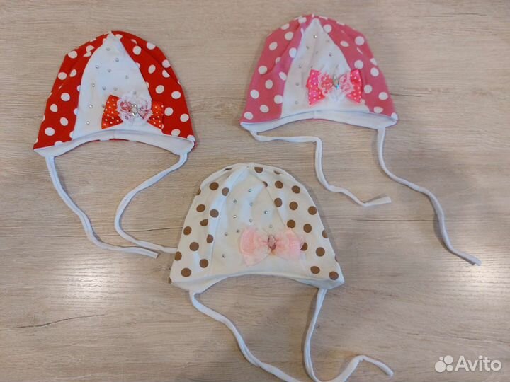 Шапочки, береты от 0 до 6 мес новые