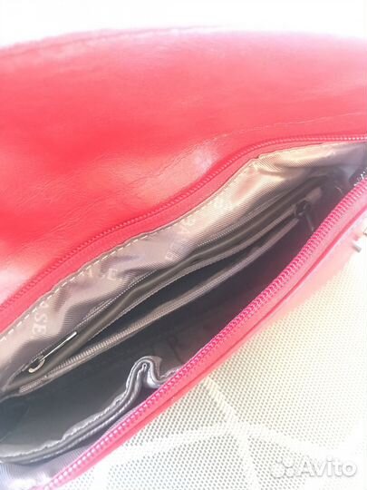 Сумка красная женская кожаная