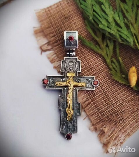 Крест, серебро, гайтан