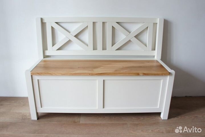 Скамья в стиле прованс с ящиком для хранения