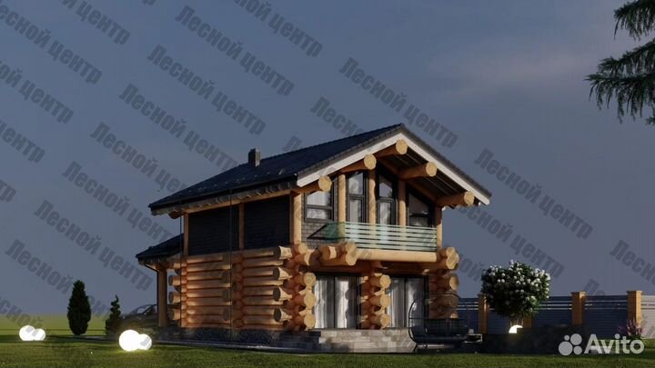 Сруб дома из оцилиндрованного бревна