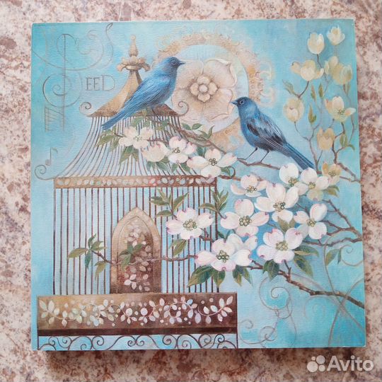 Картина птички цветы