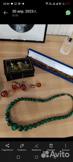 Янтарь серебро СССР, колье янтарь, серьги