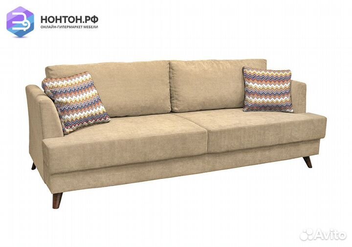 Диван тик-так Дамаск бежевый / зигзаг