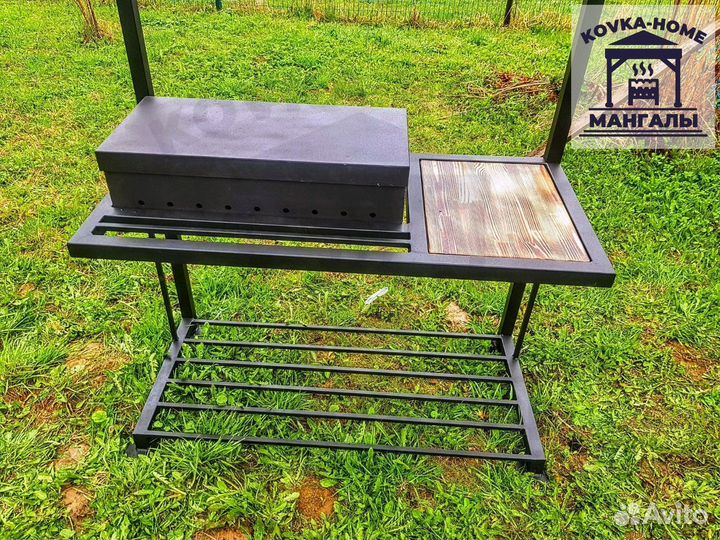 Лофт мангал с крышей и крышкой барбекю