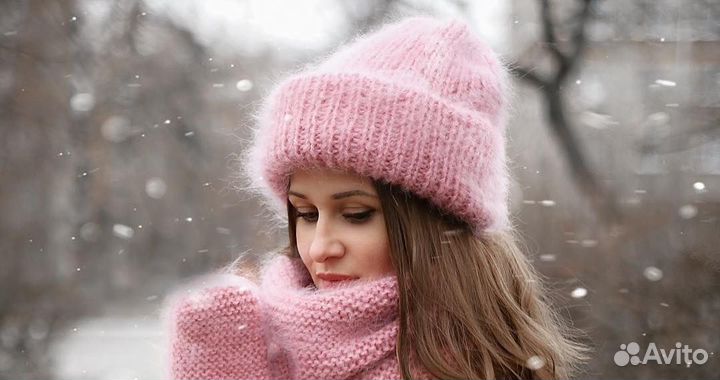 Шапка новая ручной работы пуховая