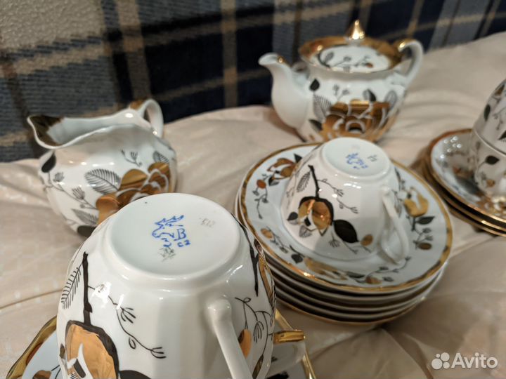 Сервиз чайный Золотая Роза, СССР, Вербилки, фарфор