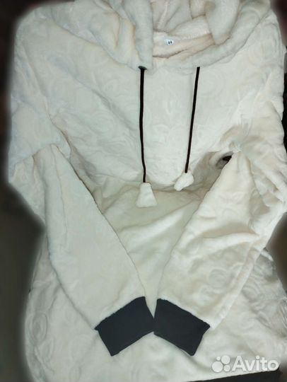 Халат домашний тёплый с капюшоном и карманами