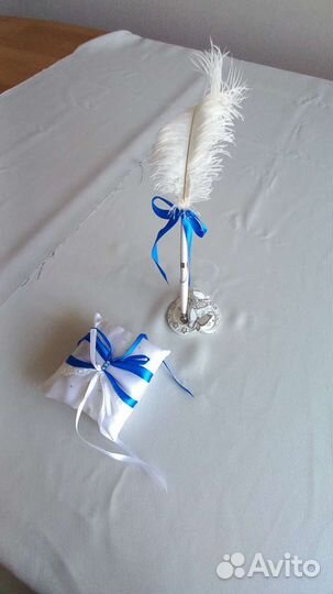 Подушечка для колец, ручка-перо