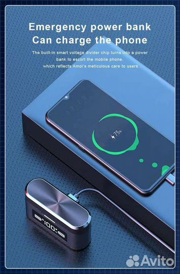 Новые Беспроводные Наушники Power bank 2000 Сенсор