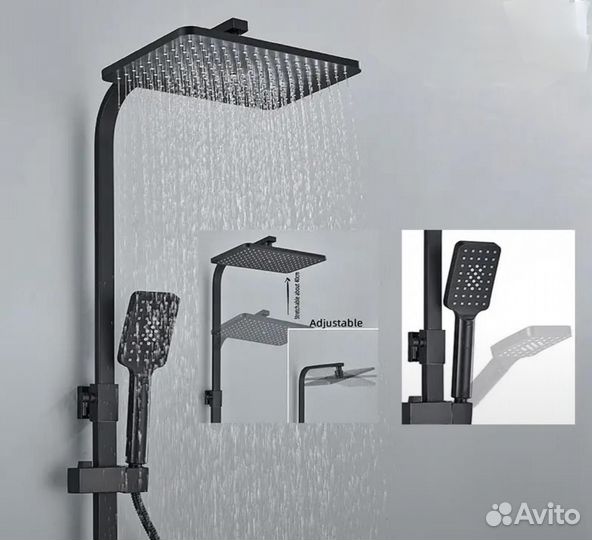 Душевая система с термостатом дисплеем клавиши 4в1