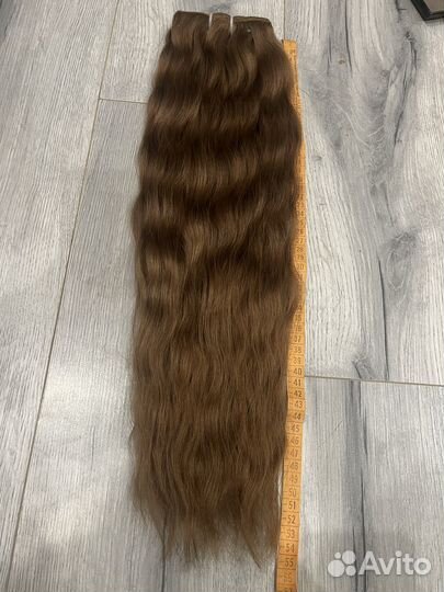 Волосы на заколках русые110 гр55см