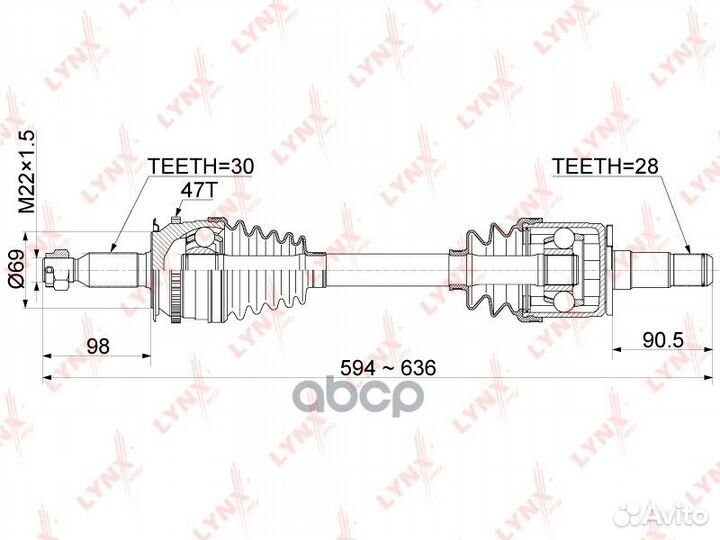 Привод в сборе перед лев CD1085A lynxauto