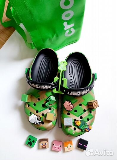 Crocs Minecraft (38- 39 р-р) + 5 джибитсов