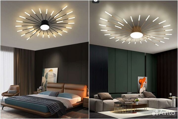 Люстра в современном стиле (золото, черный)