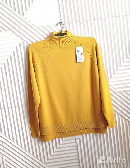 Роскошный Горчичный Кашемировый джемпер