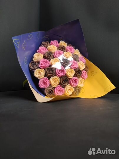 Розы из Настоящего Шоколада - 37 шт в Букете