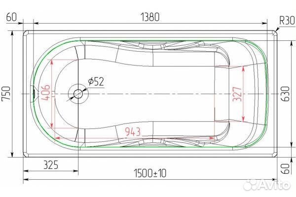 Чугунная ванна Сибирячка 150х75 / 170/75 /180х80