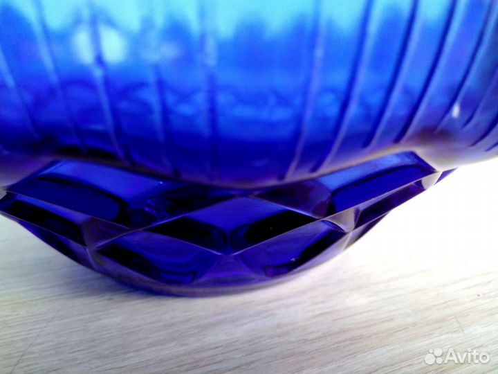 Большая салатница. Синее стекло. СССР